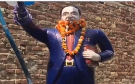 लखनऊ में बाबा साहेब की प्रतिमा तोड़ने से मचा हड़कंप, ग्रामीणों का फूटा गुस्सा