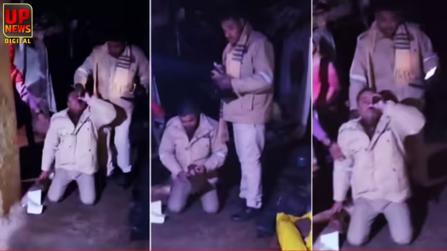 जालौन में डायल-112 पुलिस का वीडियो वायरल, टॉर्च को शराब की बोतल समझकर मुंह से लगाने की कोशिश, कार्यशैली पर उठे सवाल