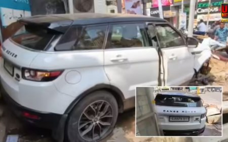 वडोदरा में तेज रफ्तार का कहर, रावपुरा में रेंज रोवर ने ट्रैफिक सिग्नल को मारी टक्कर, ड्राइवर फरार