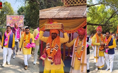 हीरापुर में गूंजा हरि नाम, श्रीमद्भागवत कथा की भव्य कलश यात्रा में उमड़ा जनसैलाब