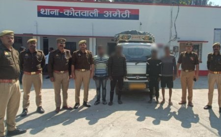 अमेठी में नलकूप इंजन चोरी का खुलासा, मैजिक पिकअप से दो इंजन बरामद, चार आरोपी गिरफ्तार