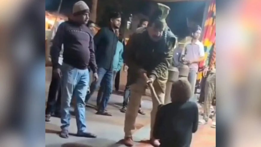 मिर्जापुर विंध्याचल मंदिर में दारोगा ने दिव्यांग को लाठी से पीटा, वीडियो वायरल होते ही लाइन हाजिर