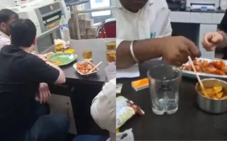 अस्पताल की लैब बनी पार्टी हॉल… वाराणसी में ड्यूटी के वक्त शराब-मुर्गा उड़ाते दिखे स्टाफ