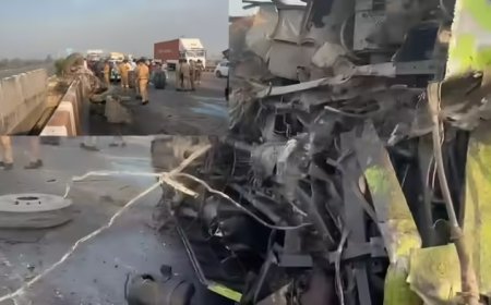 उन्नाव में एक्सप्रेस-वे पर भीषण हादसा: डिवाइडर से टकराकर पलटी स्लीपर बस, महिला की मौत, 22 से ज्यादा घायल