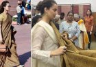 संसद में कंगना रनौत का खास अंदाज, 800 साल पुरानी साड़ी ने खींचा सबका ध्यान