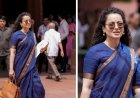 संसद में कंगना रनौत का ब्लू साड़ी लुक वायरल, ट्रेडिशनल स्टाइल ने जीता दिल