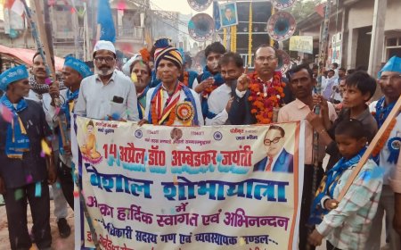 जय भीम के नारों से गूंजा जायस नगर, अंबेडकर जयंती पर निकली भव्य शोभायात्रा