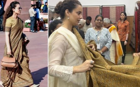संसद में कंगना रनौत का खास अंदाज, 800 साल पुरानी साड़ी ने खींचा सबका ध्यान