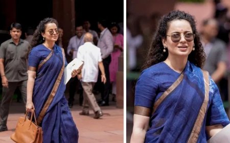 संसद में कंगना रनौत का ब्लू साड़ी लुक वायरल, ट्रेडिशनल स्टाइल ने जीता दिल