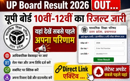 UP Board Result 2026 OUT… यूपी बोर्ड 10वीं-12वीं का रिजल्ट जारी, यहां देखें सबसे पहले अपना परिणाम- Direct Link एक्टिव