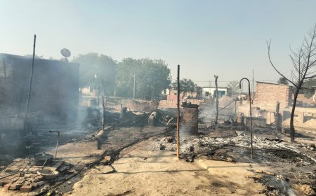 कौशांबी में झोपड़ी में भीषण आग, बाइक और बकरियां जलकर खाक, परिवार सदमे में