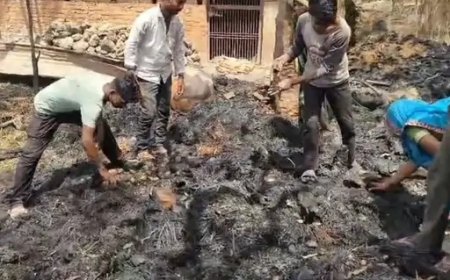 अमेठी की दलित बस्ती में भीषण आग से तबाही... एक दर्जन घर राख, खुले आसमान के नीचे रात गुजारने को मजबूर परिवार
