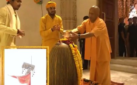 अयोध्या में राम मंदिर परिसर में शिव मंदिर पर ध्वजारोहण, जय श्रीराम के जयघोष से गूंजा माहौल