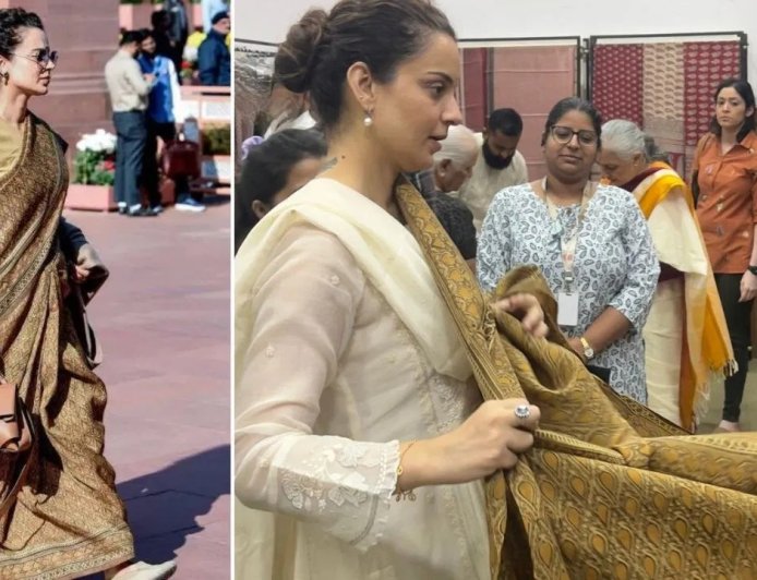 संसद में कंगना रनौत का खास अंदाज, 800 साल पुरानी साड़ी ने खींचा सबका ध्यान