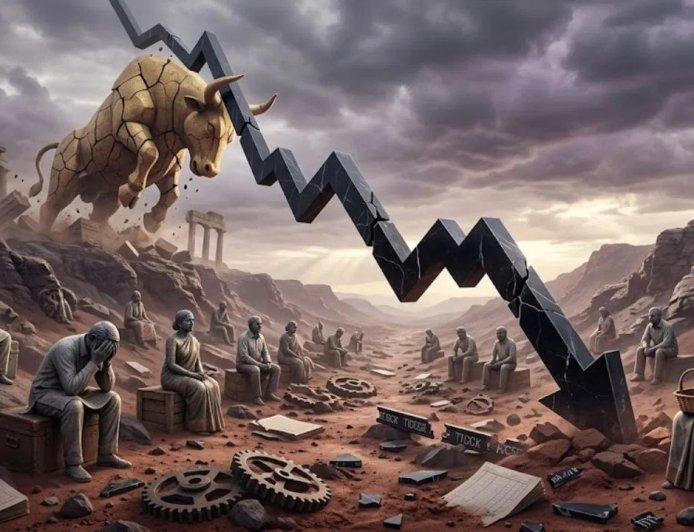 शेयर बाजार में भारी गिरावट: सेंसेक्स 800 अंक लुढ़का, निफ्टी 24,400 के नीचे, जानें 7 बड़े कारण