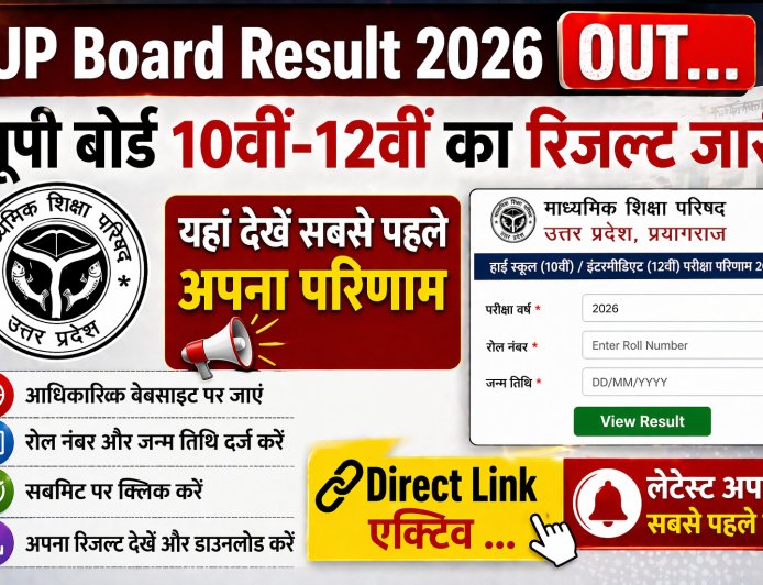 UP Board Result 2026 OUT… यूपी बोर्ड 10वीं-12वीं का रिजल्ट जारी, यहां देखें सबसे पहले अपना परिणाम- Direct Link एक्टिव