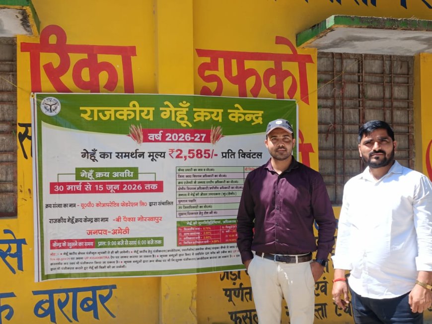 गेहूं खरीद 2026 शुरू अमेठी के गोरखापुर केंद्र पर 500 एमटी लक्ष्य, किसानों का रजिस्ट्रेशन तेज