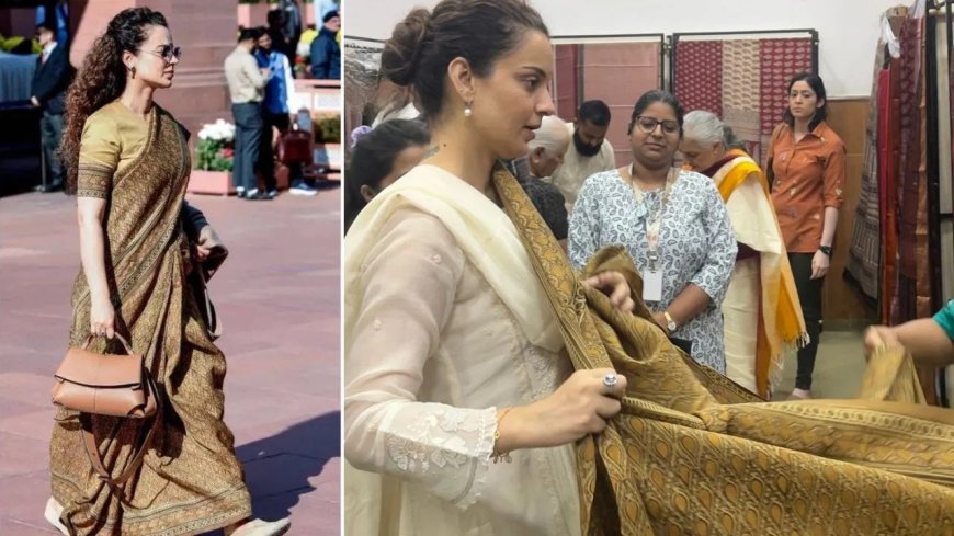 संसद में कंगना रनौत का खास अंदाज, 800 साल पुरानी साड़ी ने खींचा सबका ध्यान