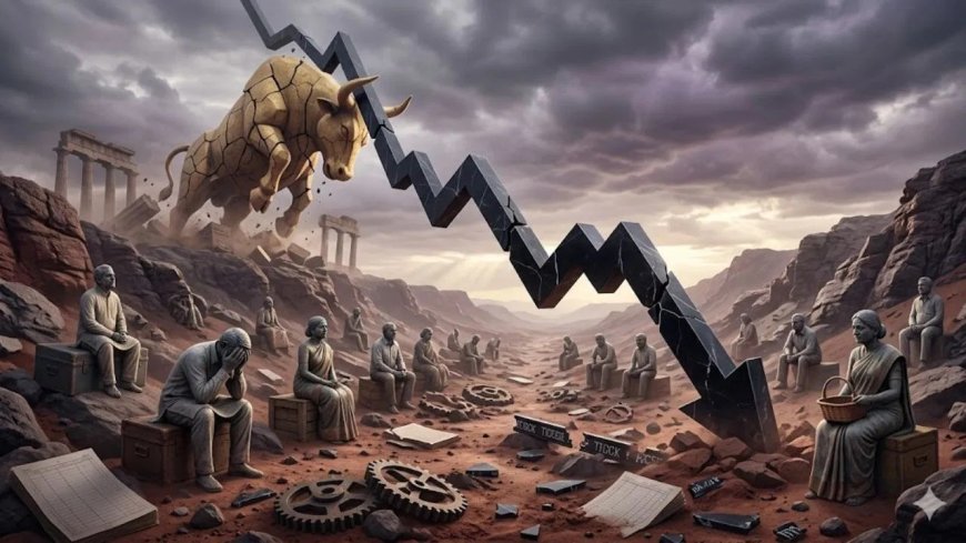 शेयर बाजार में भारी गिरावट: सेंसेक्स 800 अंक लुढ़का, निफ्टी 24,400 के नीचे, जानें 7 बड़े कारण