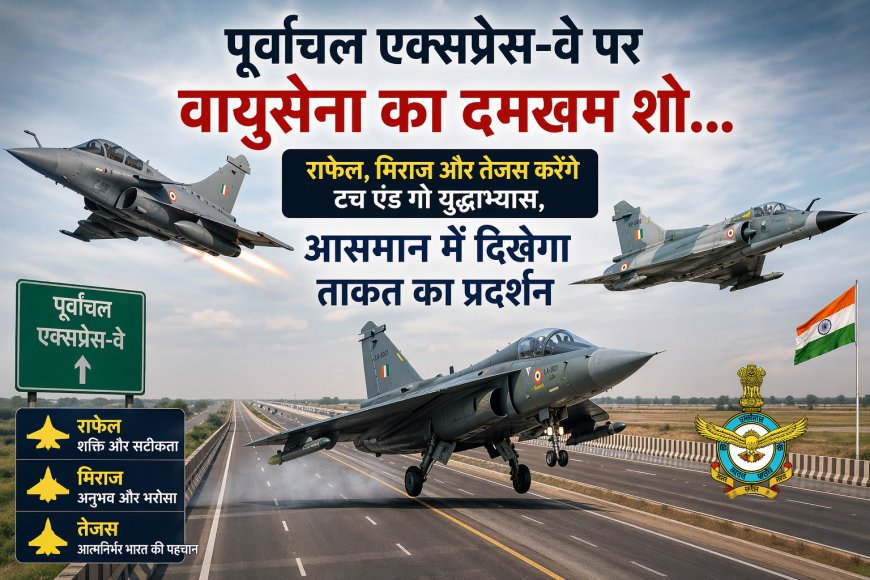पूर्वांचल एक्सप्रेस-वे पर वायुसेना का दमखम शो… राफेल, मिराज और तेजस करेंगे टच एंड गो युद्धाभ्यास, आसमान में दिखेगा ताकत का प्रदर्शन
