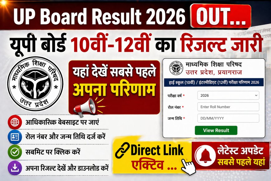 UP Board Result 2026 OUT… यूपी बोर्ड 10वीं-12वीं का रिजल्ट जारी, यहां देखें सबसे पहले अपना परिणाम- Direct Link एक्टिव