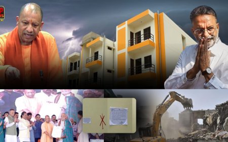 जिन घरों की CM योगी ने सौंपी चाबी, अब उसी पर चलेगा बुलडोजर, मुख्तार की जमीन पर बने आशियाने पर सिंचाई विभाग ने चस्पा किया नोटिस, 7 दिन में घर खाली करने की चेतावनी