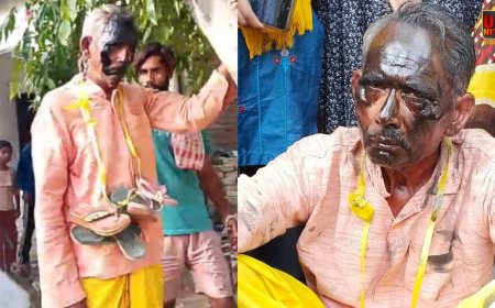 कासगंज में तालिबानी सजा का वीडियो वायरल, बुजुर्ग का मुंह काला किया, जूतों की माला पहनाकर पूरे गांव में घुमाया, पुलिस ने तीन आरोपियों को दबोचा