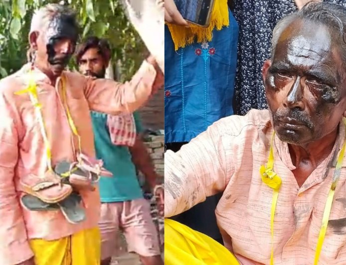 कासगंज में तालिबानी सजा का वीडियो वायरल, बुजुर्ग का मुंह काला किया, जूतों की माला पहनाकर पूरे गांव में घुमाया, पुलिस ने तीन आरोपियों को दबोचा