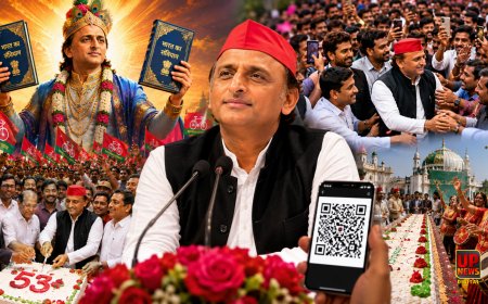 अखिलेश यादव का 53वां जन्मदिन, कहीं श्रीकृष्ण वाला पोस्टर तो कहीं 53 फीट का केक, भावी प्रधानमंत्री के भी लगे पोस्टर