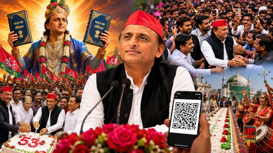 अखिलेश यादव का 53वां जन्मदिन, कहीं श्रीकृष्ण वाला पोस्टर तो कहीं 53 फीट का केक, भावी प्रधानमंत्री के भी लगे पोस्टर