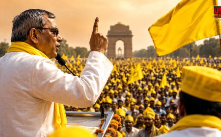 दिल्ली में पीले गमछे ने दिखाई अपनी ताकत, मंच से मंत्री ओपी राजभर ने भरी हुंकार,  यूपी की सियासत में मचा बवाल 