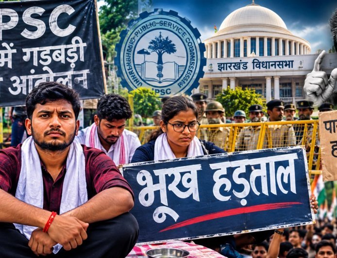 रांची में जंतर-मंतर जैसा आंदोलन, 7 छात्र बैठे भूख हड़ताल पर, भर्ती विवाद पर आर-पार का ऐलान, 7 अगस्त को विधानसभा घेरने की चेतावनी