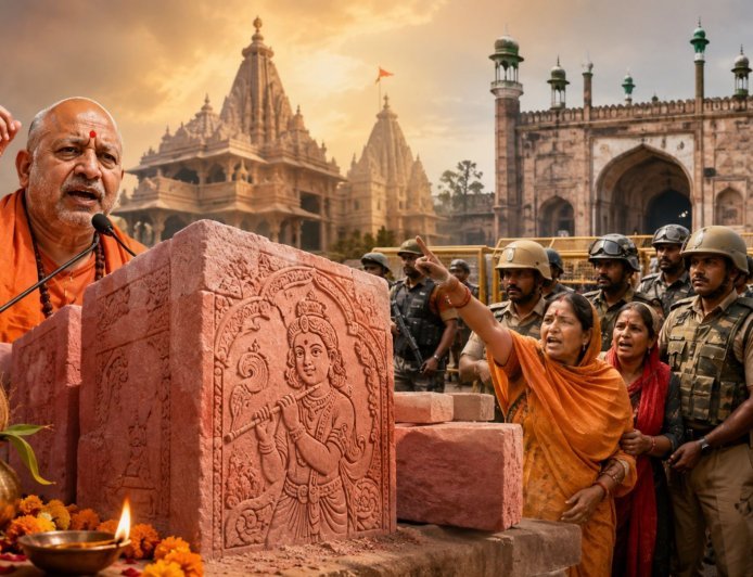 श्रीकृष्ण जन्मभूमि पर कारसेवा स्थगित, जलाभिषेक के लिए शाही ईदगाह में जाने की कोशिश में महिला नेता समेत 4 हिरासत में, शिला पूजन हुई शुरू
