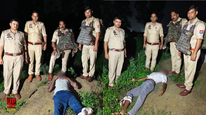 फतेहपुर में चोरी-नकबजनी गैंग से पुलिस की मुठभेड़, दो बदमाशों के पैर में लगी गोली, मंदिर के घंटे, ट्यूबवेल मोटर और चोरी की बाइक बरामद