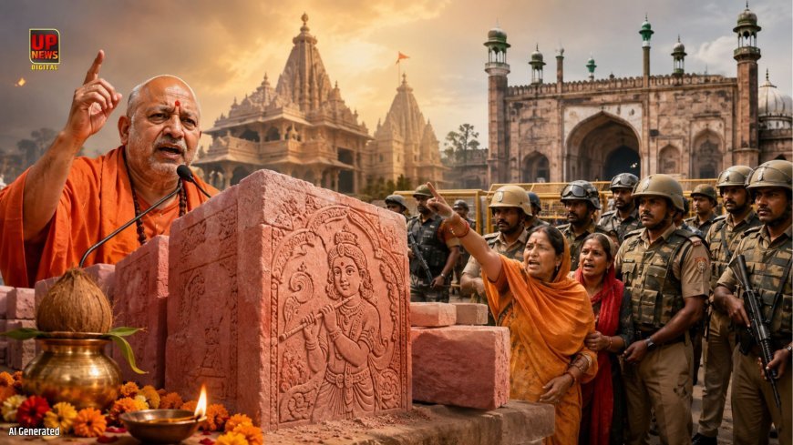 श्रीकृष्ण जन्मभूमि पर कारसेवा स्थगित, जलाभिषेक के लिए शाही ईदगाह में जाने की कोशिश में महिला नेता समेत 4 हिरासत में, शिला पूजन हुई शुरू