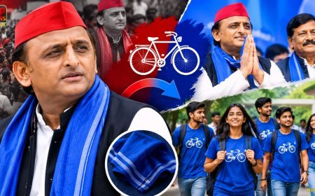 अखिलेश यादव ने पहना पहले लाल गमछे की जगह नीला, अब 6 दिन बाद छात्रसभा की ड्रेस कोड भी बदली, आखिर इस नए रंग से सपा किसे साध रही?