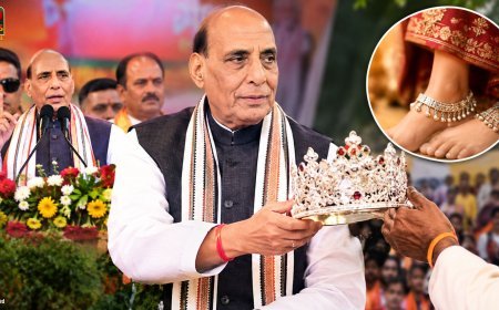 रक्षामंत्री राजनाथ सिंह ने खटीक समाज को लौटाया चांदी का मुकुट, आगरा में बोले- किसी गरीब बेटी के लिए बनवा देना पायल