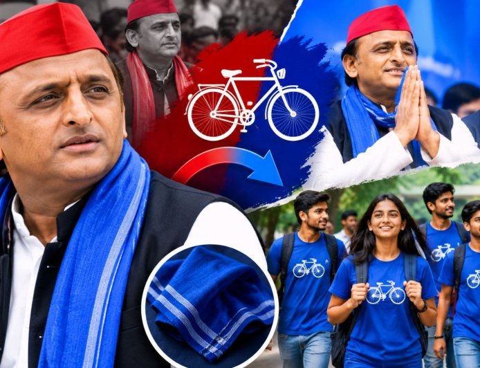 अखिलेश यादव ने पहना पहले लाल गमछे की जगह नीला, अब 6 दिन बाद छात्रसभा की ड्रेस कोड भी बदली, आखिर इस नए रंग से सपा किसे साध रही?