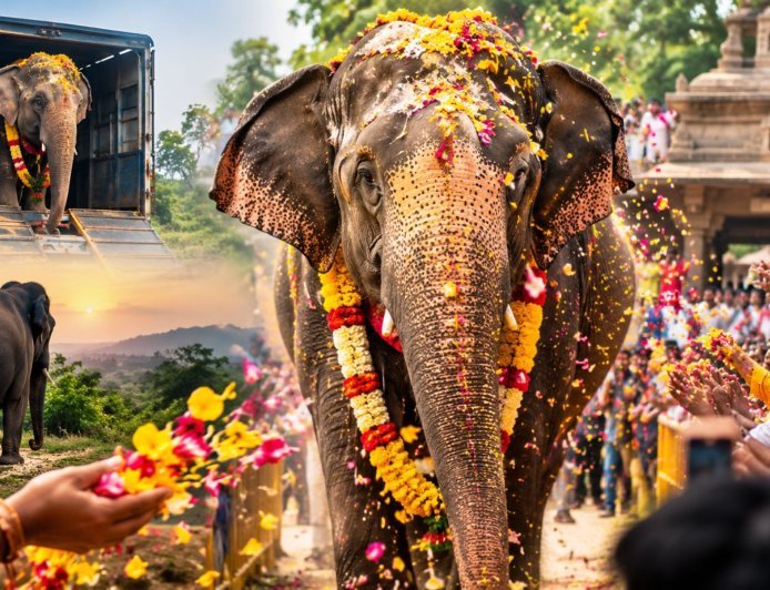 13 महीने बाद वापस घर लौटी हथिनी महादेवी, फूलों से लोगों ने किया स्वागत, वनतारा से कोल्हापुर तक किया 1,160 किमी का सफर