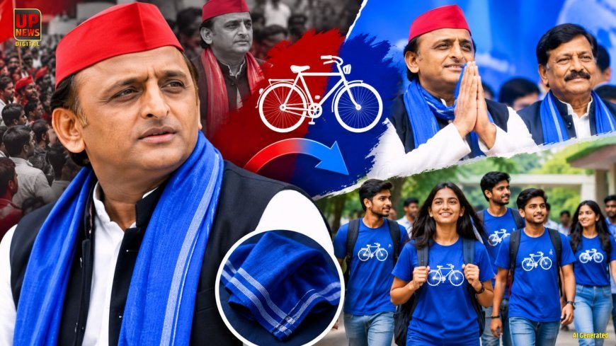 अखिलेश यादव ने पहना पहले लाल गमछे की जगह नीला, अब 6 दिन बाद छात्रसभा की ड्रेस कोड भी बदली, आखिर इस नए रंग से सपा किसे साध रही?