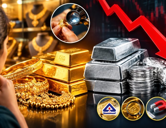 सोने-चांदी के दाम में लगातार तीसरे दिन गिरावट, 10 ग्राम सोना 3 दिन में ₹2,000 सस्ता, चांदी ₹5,000 से ज्यादा टूटी, खरीदारी से पहले इन बातों का रखें ध्यान